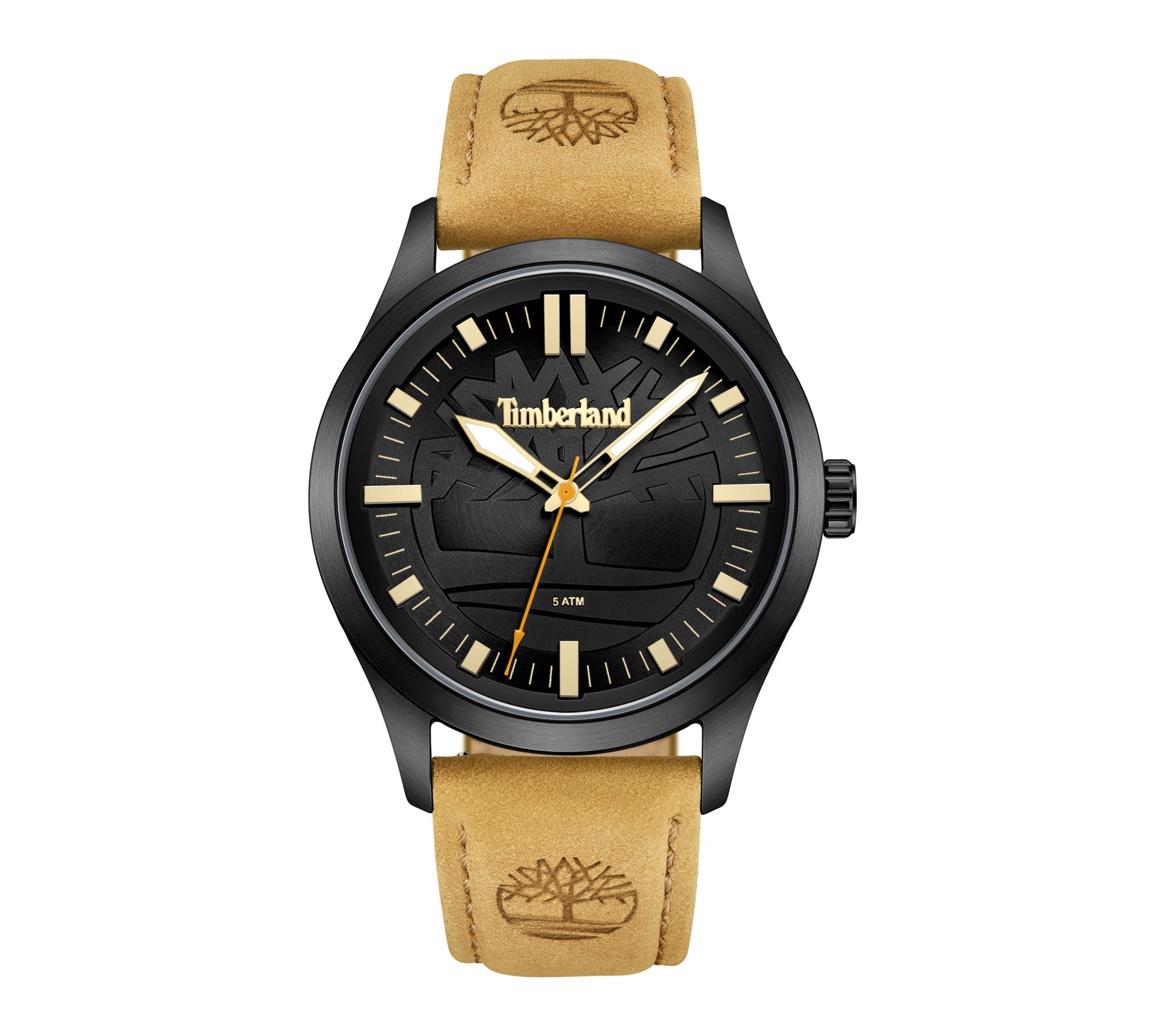 Timberland Men's Rambush Black IP Stainless TanStrap Watch