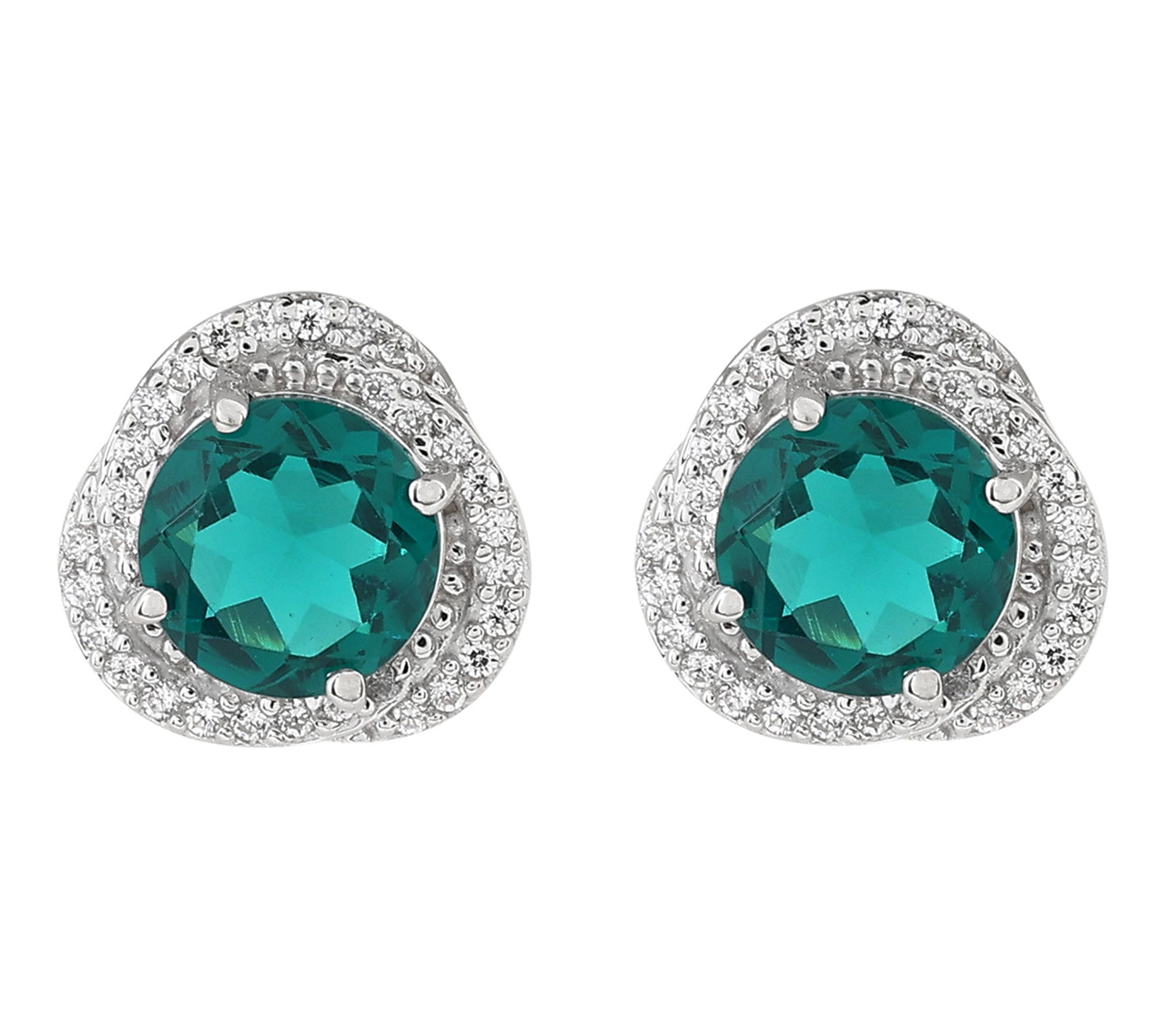 Diamonique 4.20 cttw Halo Stud Earrings, Sterling Silver