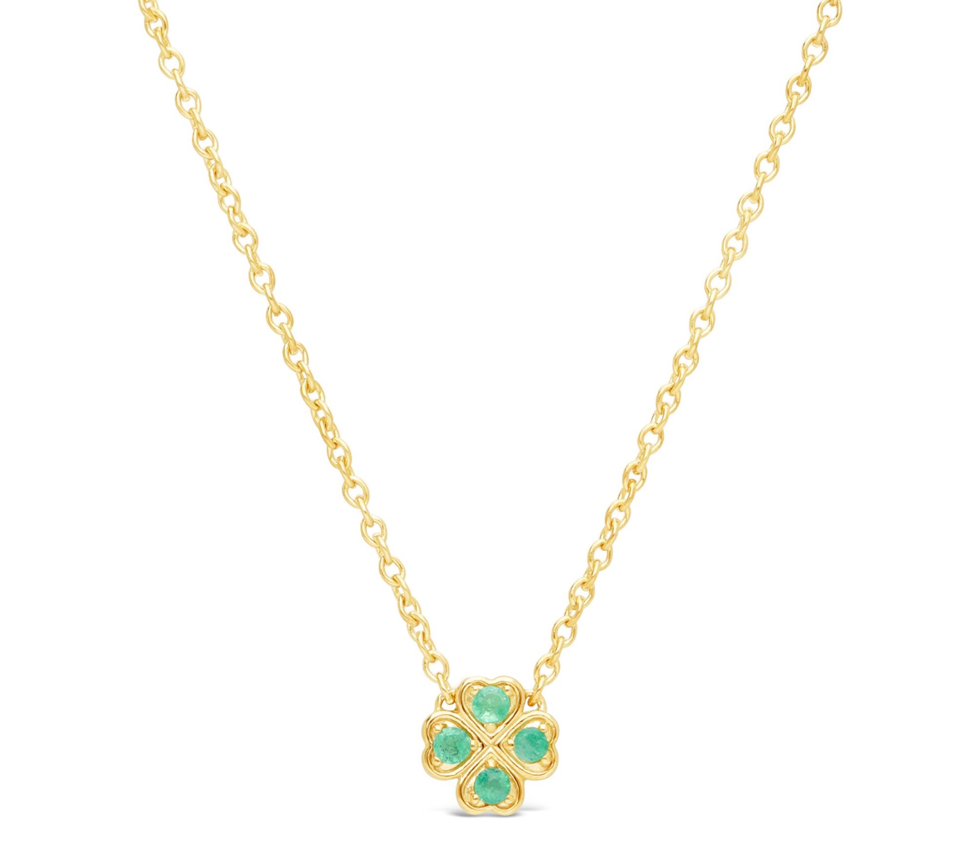 Goddaughters 14K Clad Lucky Clover Emerald Station Necklace
