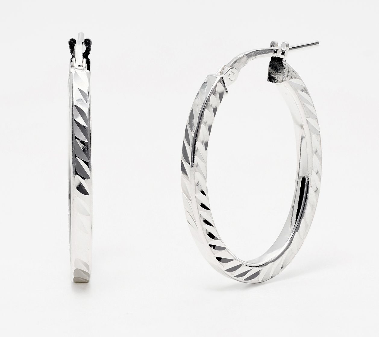 UltraFine 950 Silver Diamond Cut 1" Hoop Earrings