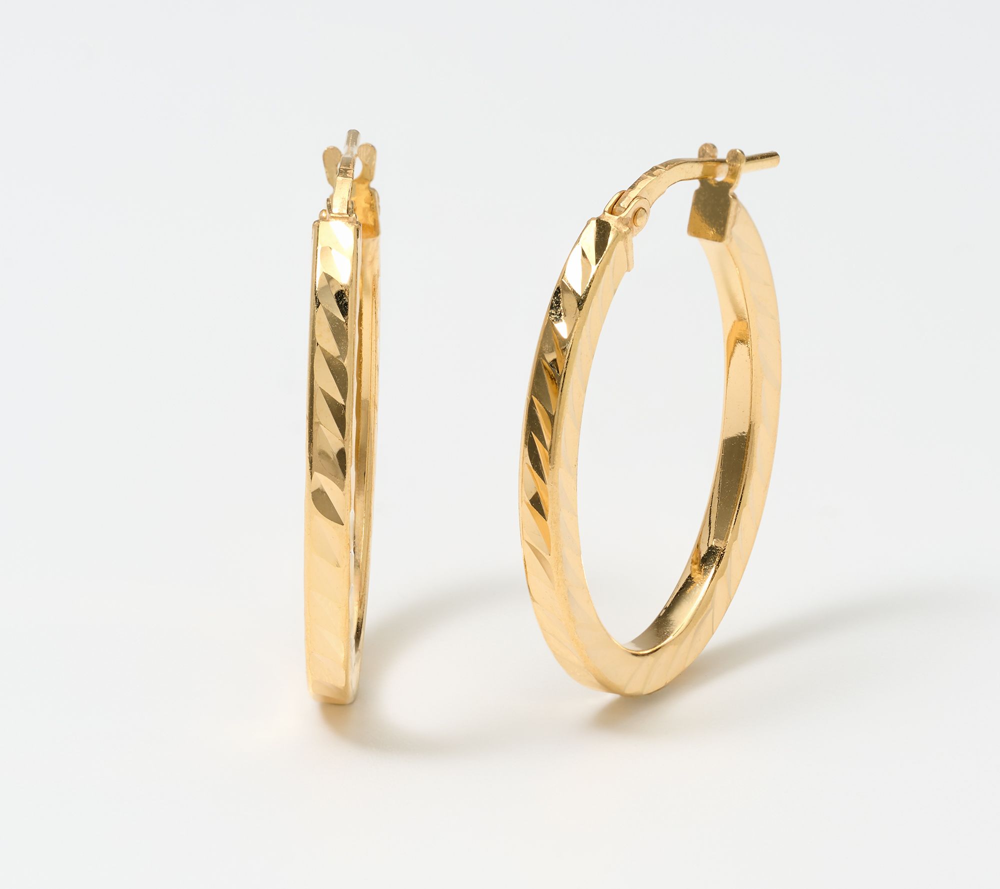 UltraFine 950 Silver Diamond Cut 1" Hoop Earrings