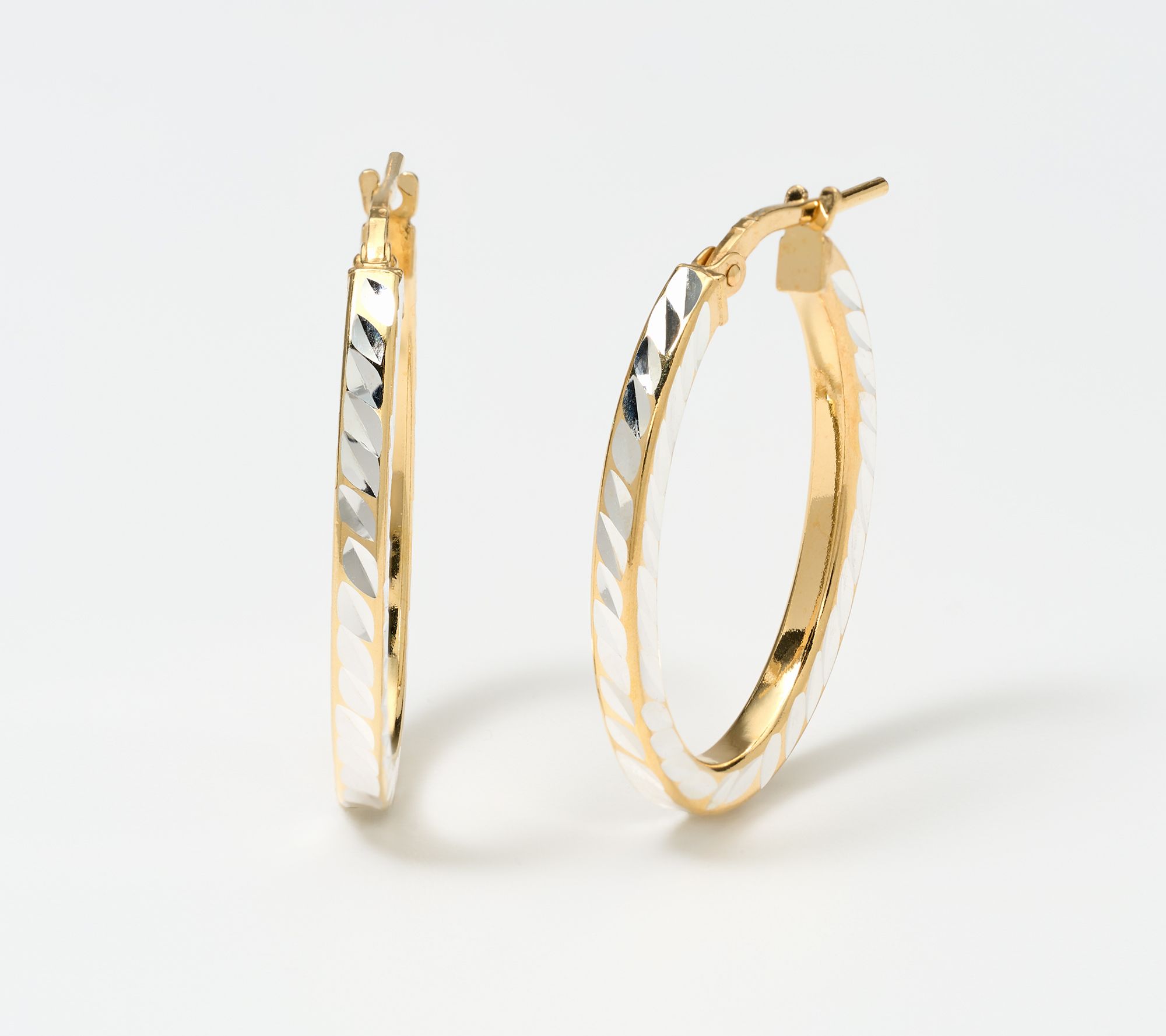 UltraFine 950 Silver Diamond Cut 1" Hoop Earrings