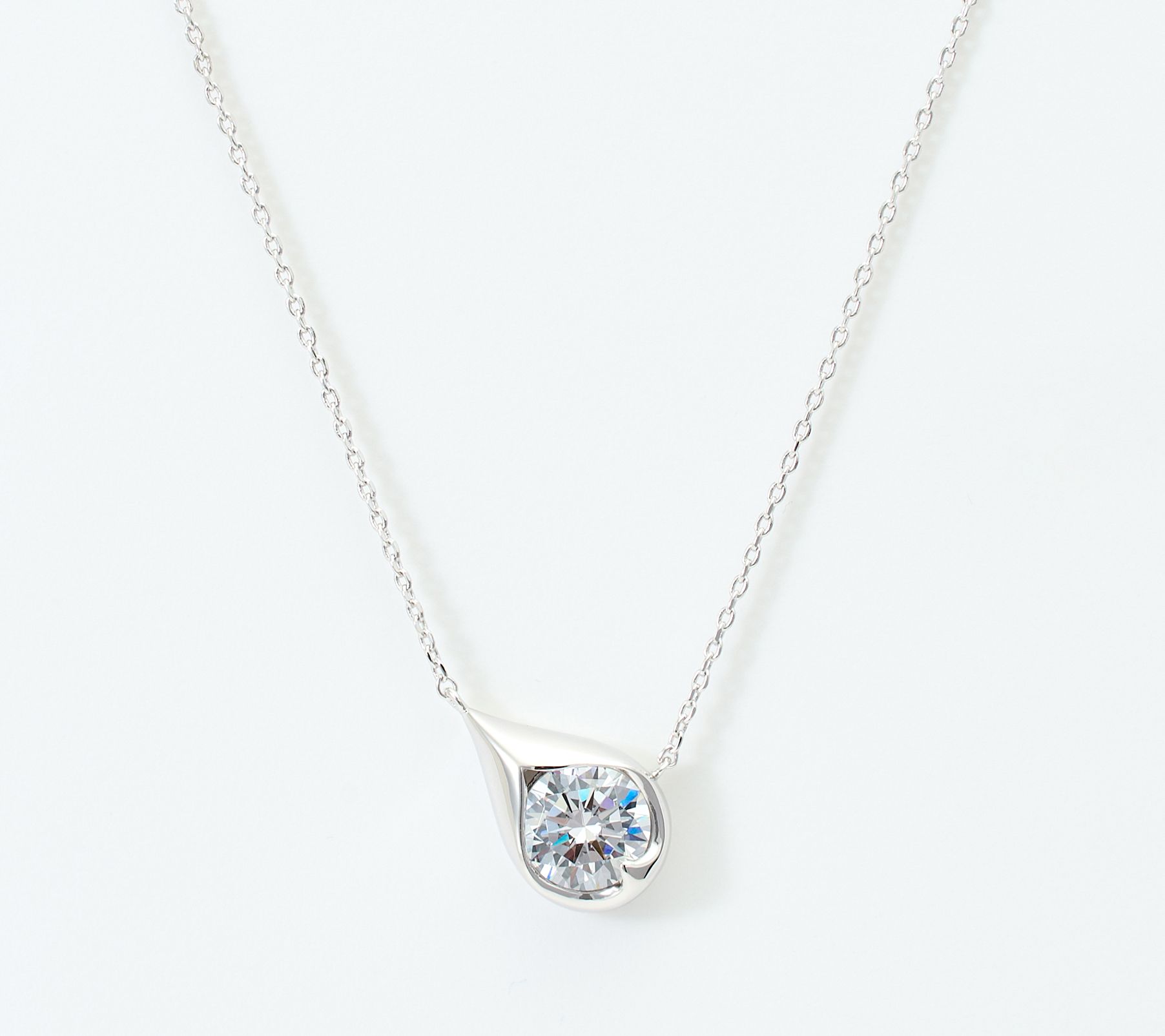 Diamonique Teardrop Necklace, Sterling Silver