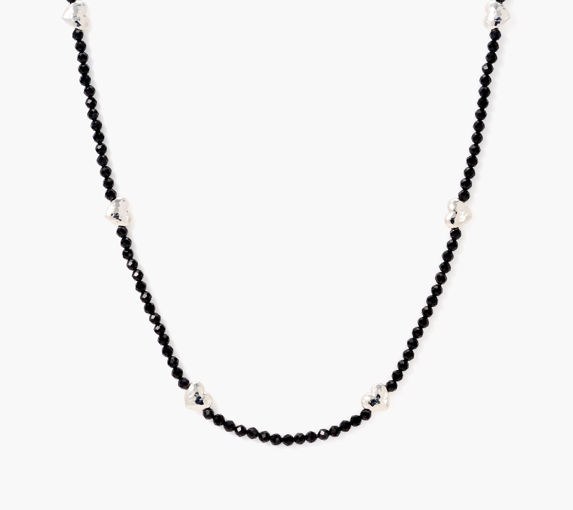 JAI Sterling Silver Symbols of Love Black Spinel Necklace, 28"