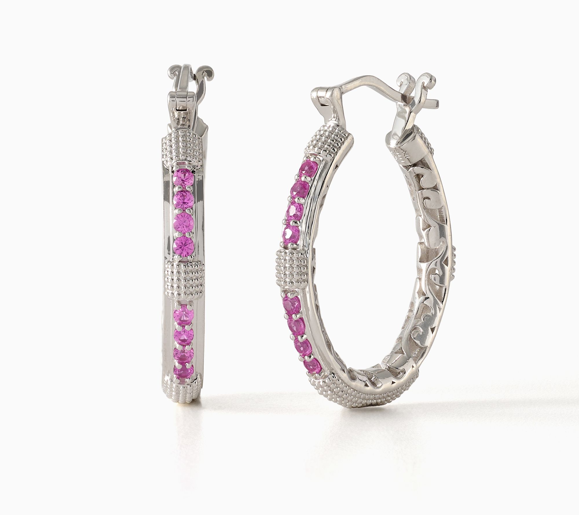 Gemistry Lab Grown Gemstone Oval Hoop Earrings, Sterling Silver