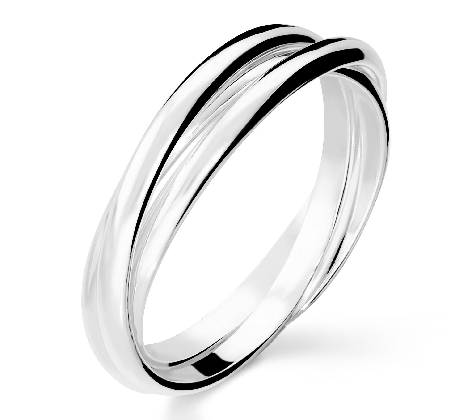 Ultrafine 950 Silver Interlocked Triple Fedine Band Ring 2 MM