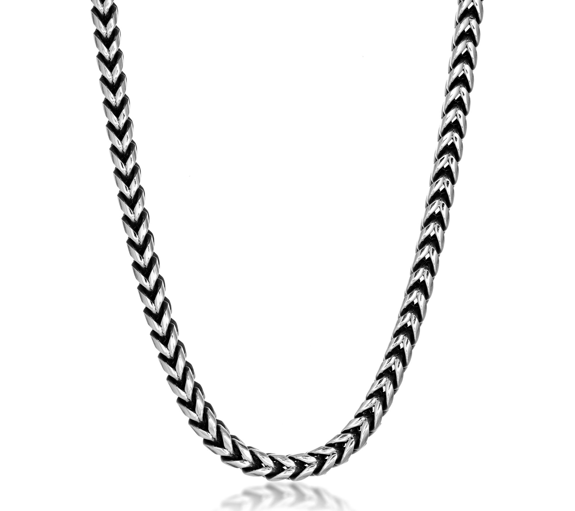 LYNX Men's Stainless Steel Black Plated Foxtail Chain Necklace