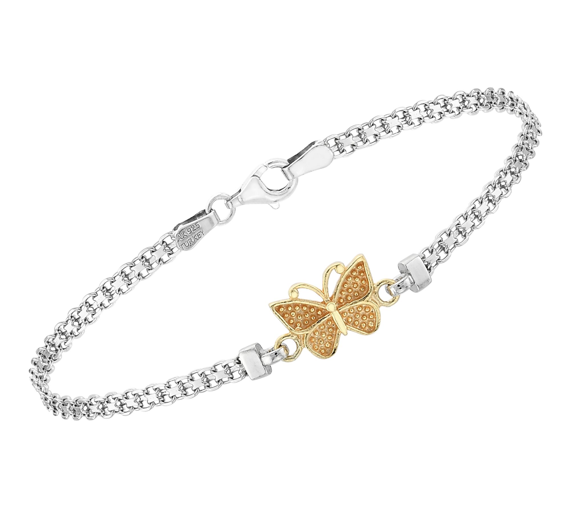 Silver Style Two-Tone Butterfly Bismark Bracelet, Sterling