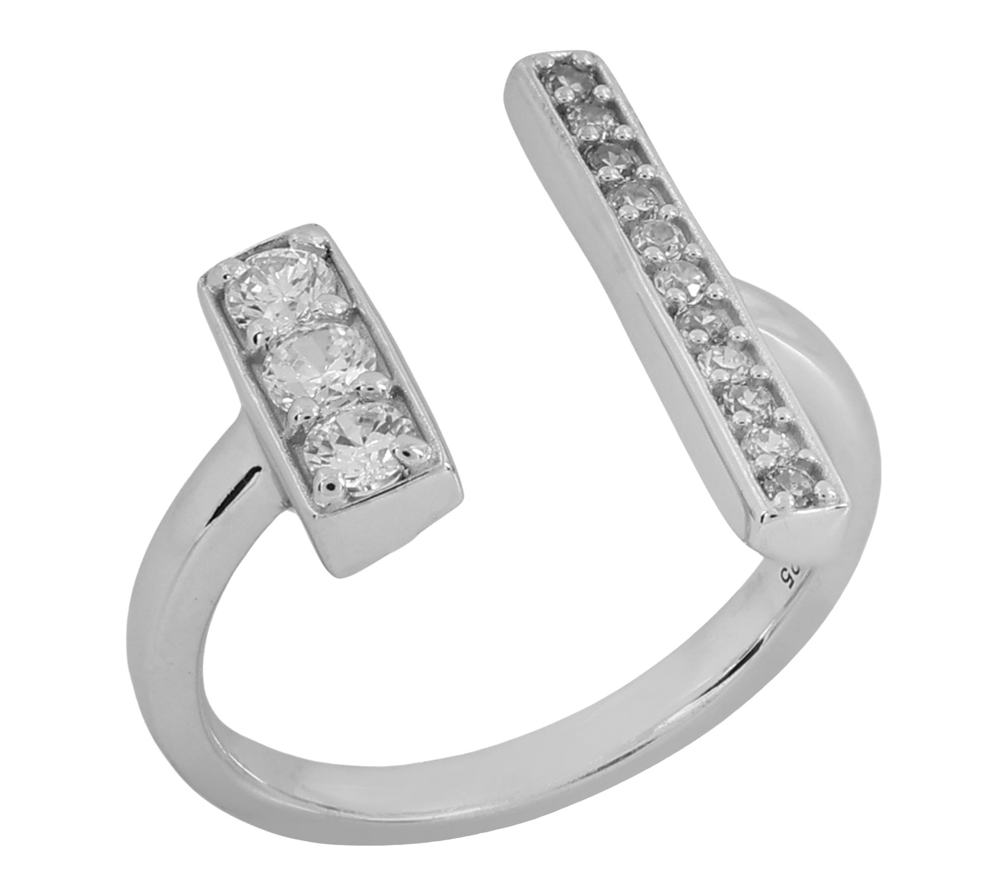 Diamonique Open Bar Cuff Ring, Sterling Silver