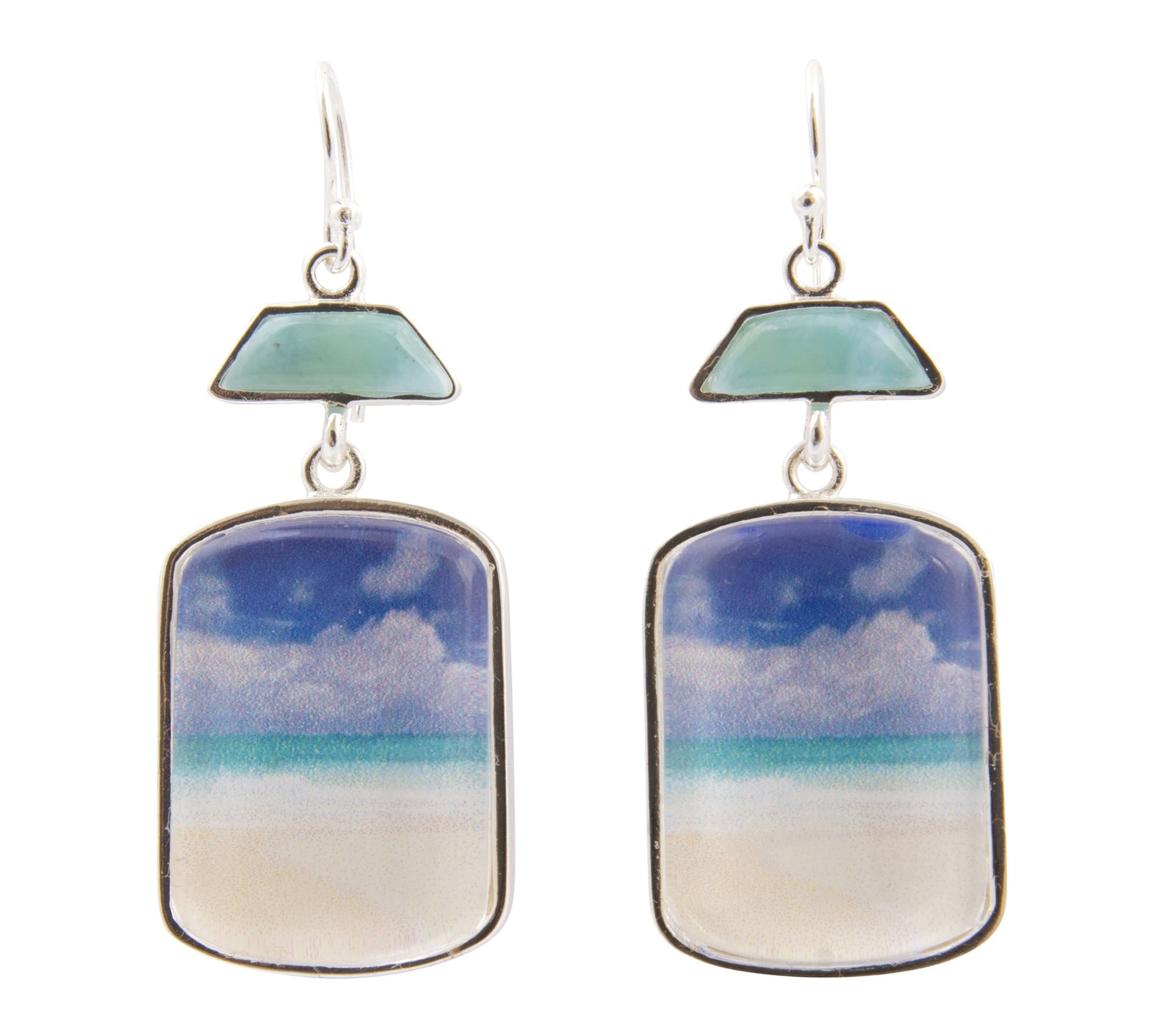 Barse Artisan Crafted Scenic Beach Larimar Dangle Earrings