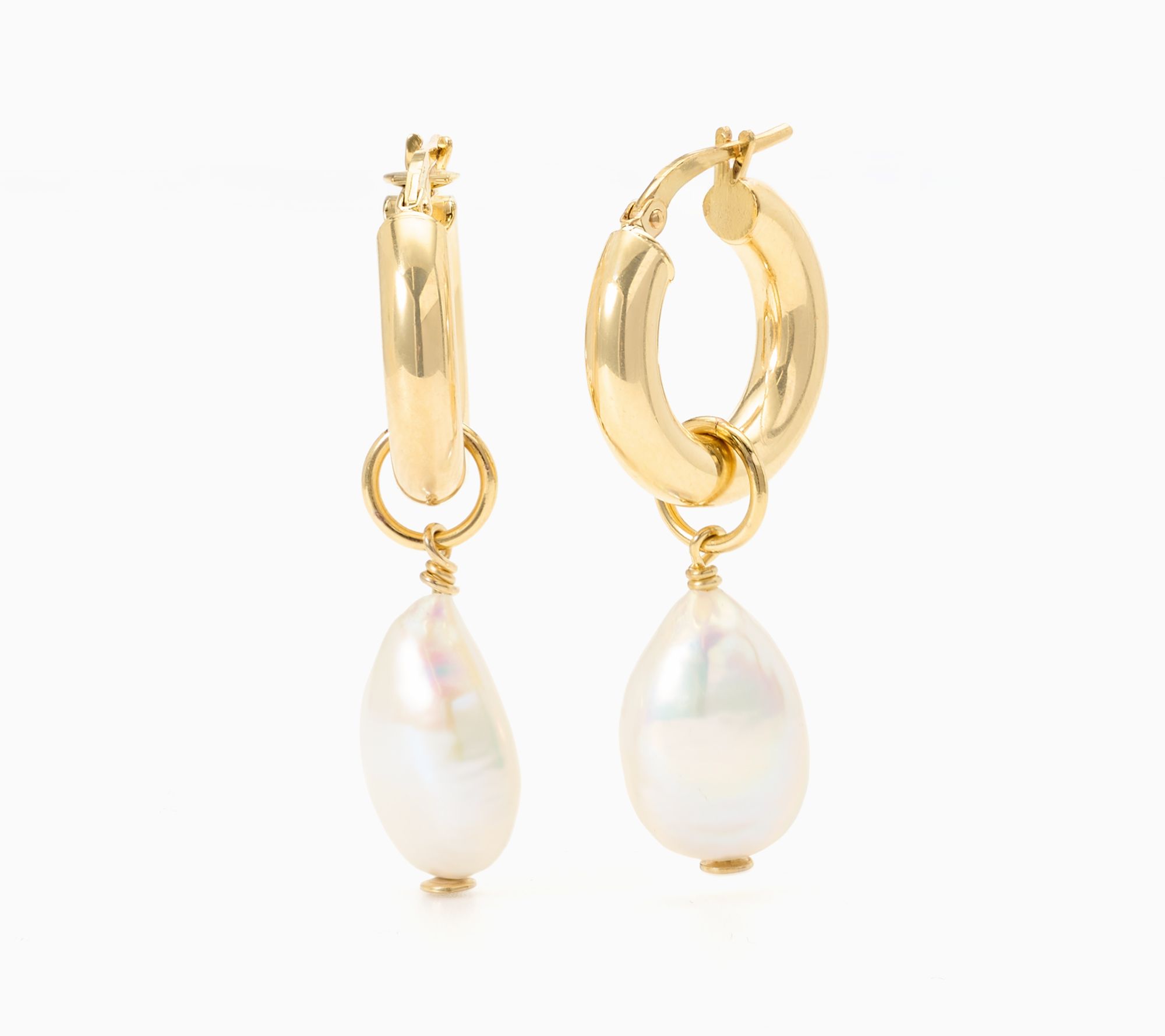 Honora Bronze Cultured Pearl 3/4" Dangle Charm Hoop Earrings