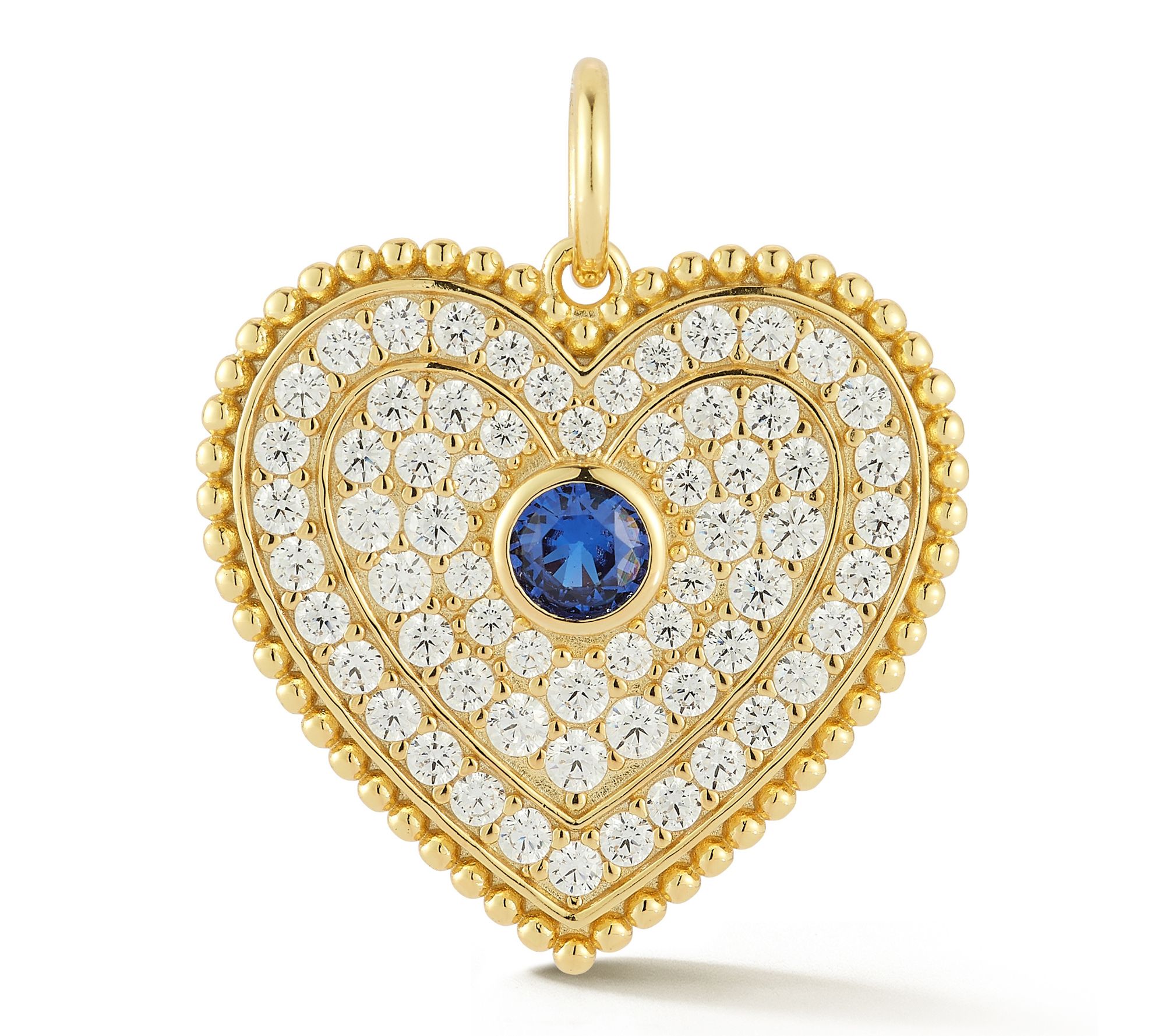Sterlina Silver Flat Pave Heart Pendant, 14K Gold Plated