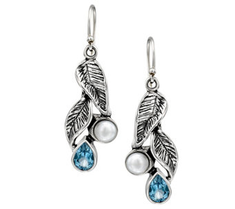 Hagit Sterling Silver Gemstone and Cultured Pearl Earrings - J484550
