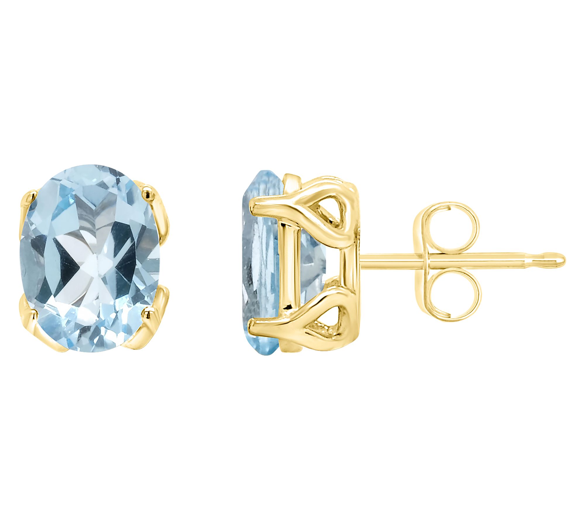 14K 8x6mm Oval Sky Blue Topaz Gemstone Stud Earrings