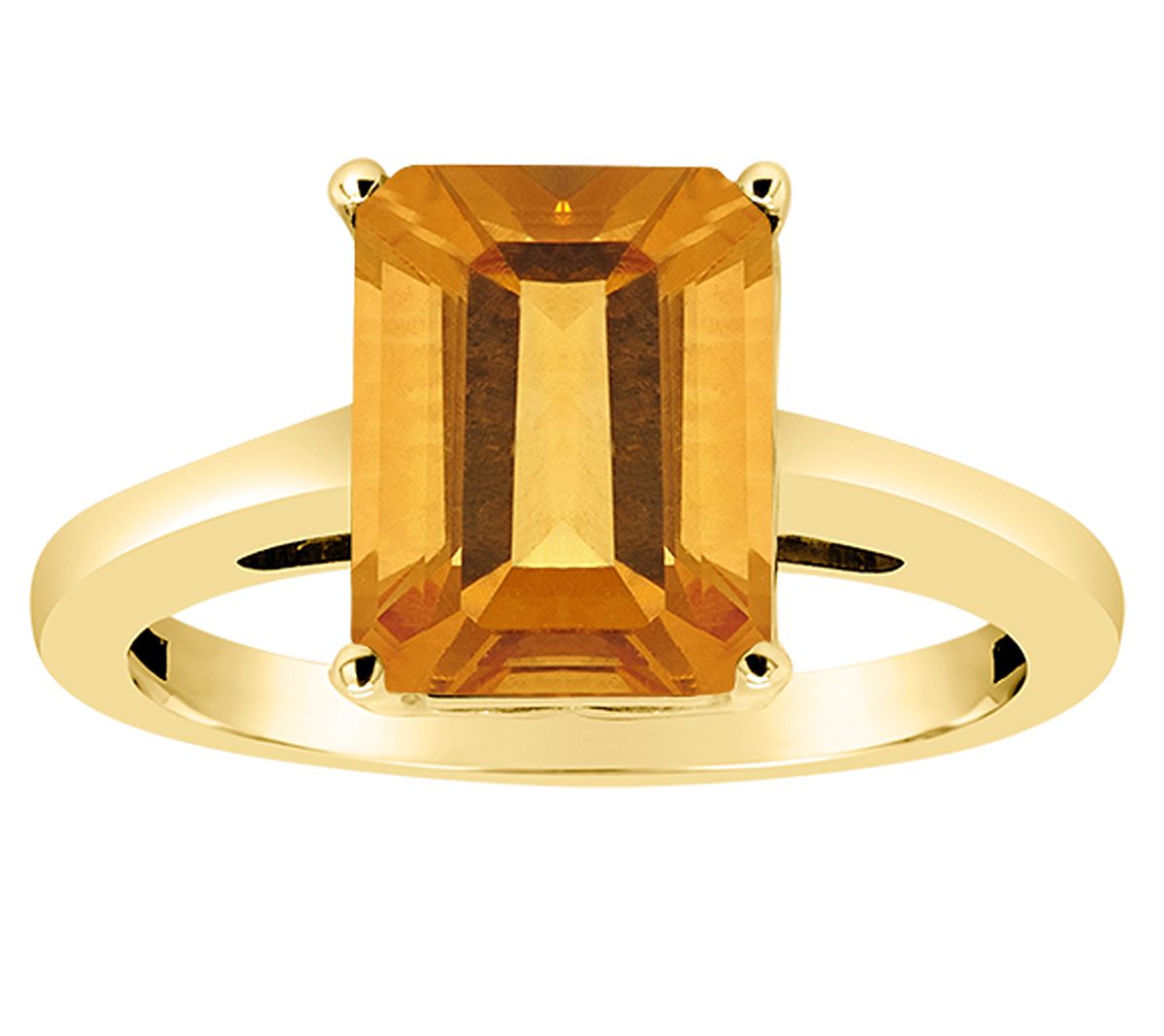 14K Gold Emerald Cut 2.80 cttw Citrine GemstoneRing