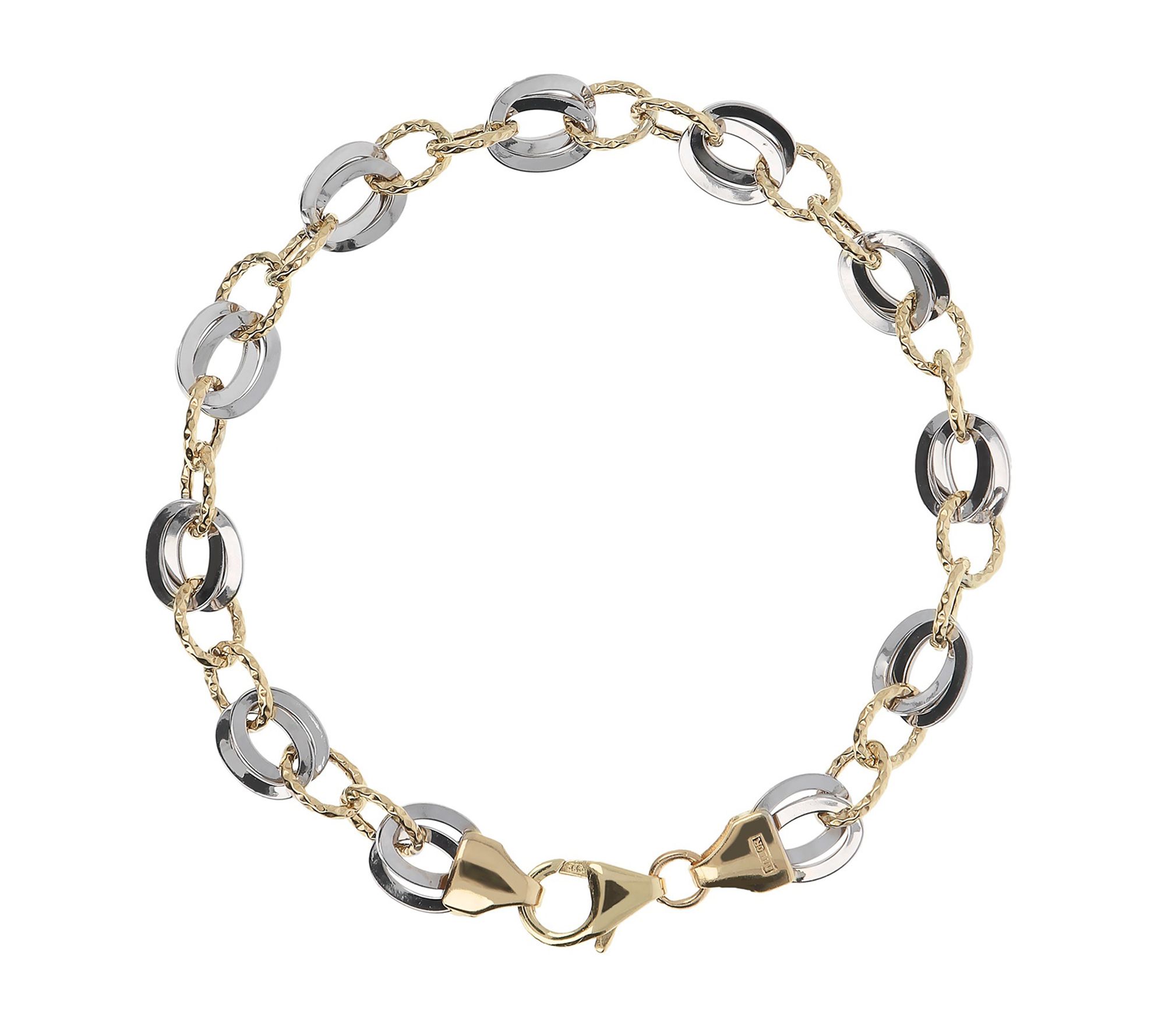 Italian Gold 63/4" TwoTone Link Bracelet, 14K 3.1g