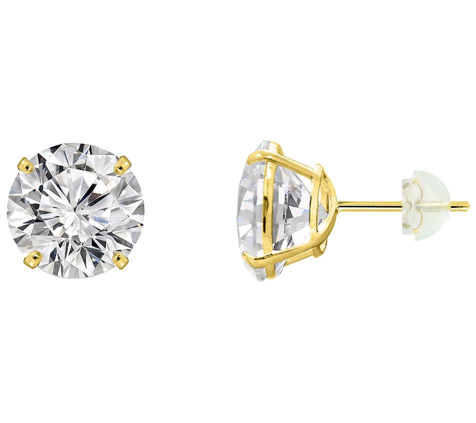 Diamonique 5.75 cttw Round Solitaire Stud Earrings, 14K Gold
