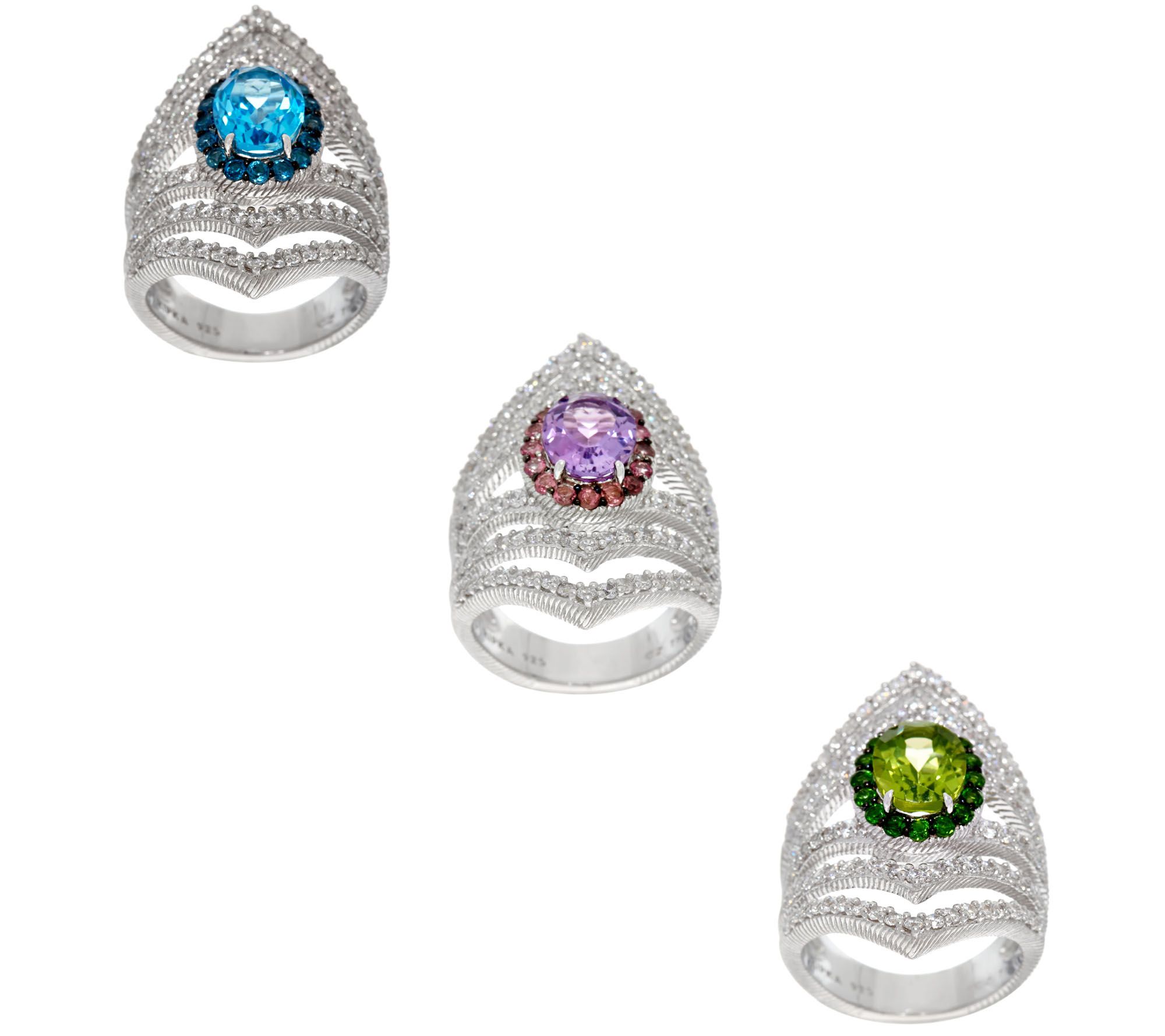 Judith Ripka Sterling Silver Gemstone & Diamonique Ring - QVC.com