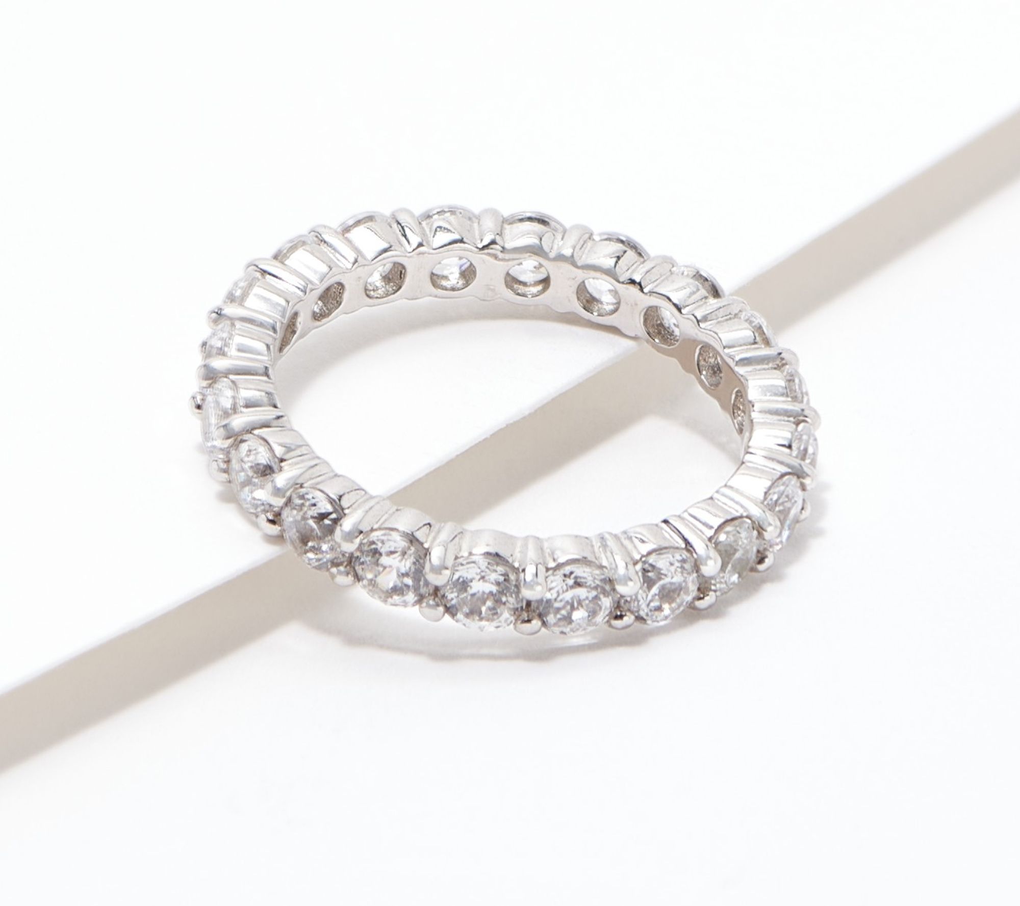 DESIGNER "SW" STERLING SILVER DIAMONIQUE STACKABLE CZ ROUND ETERNITY RING BAND 