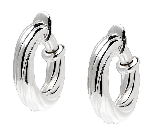 UltraFine Silver 3/4" Twisted Clip-On Hoop Earrings
