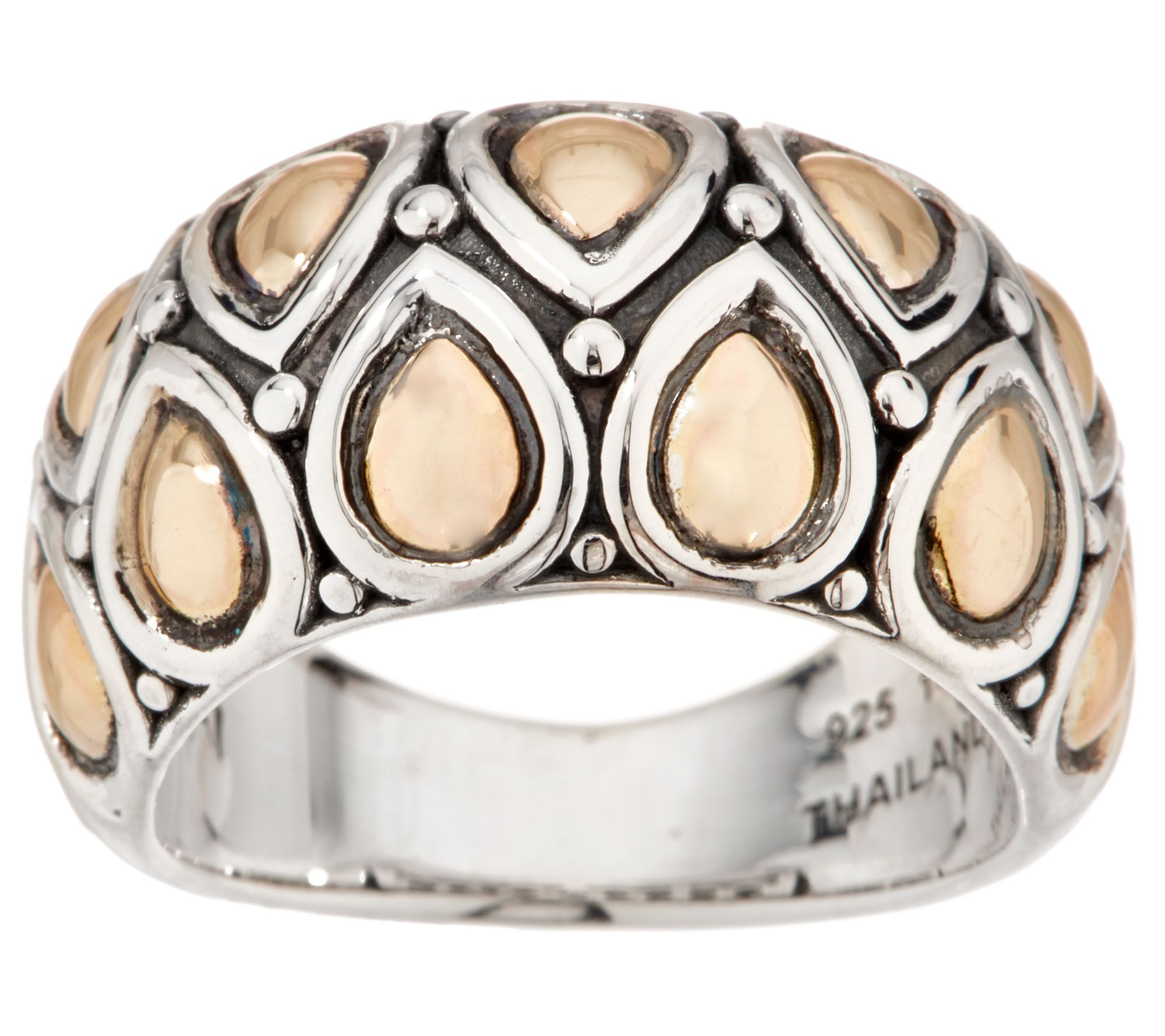 JAI Sterling Silver & 14K Gold Lotus Petal Band Ring