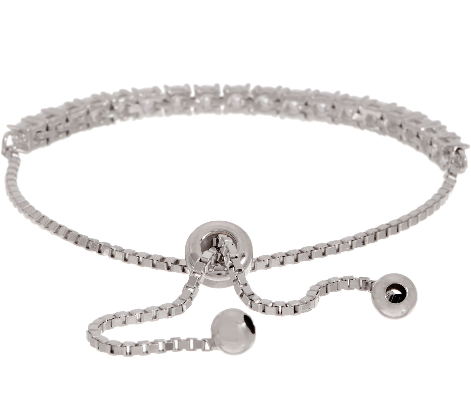 Diamonique Choice of Cut Adjustable Bracelet, Sterling Silver