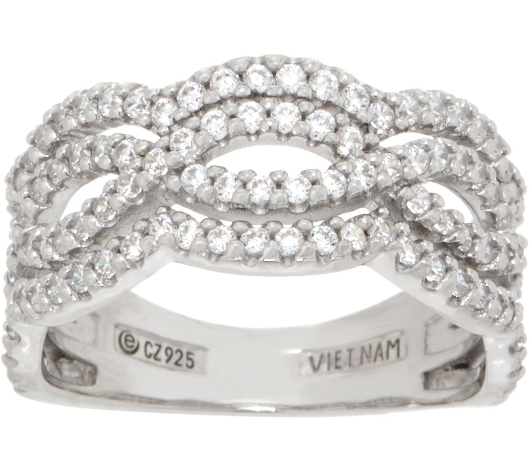 Diamonique Multi-Row Infinity Band Ring, Sterling Silver - QVC.com
