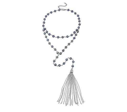 Steel by Design Cultured Pearl  Tassel Necklace