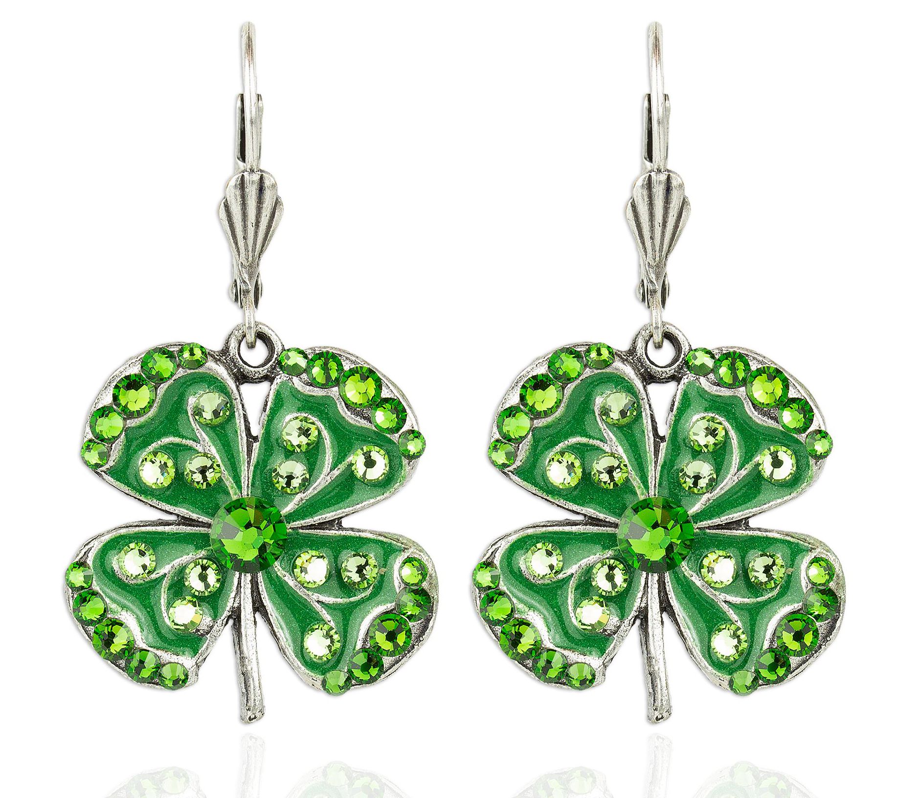 Anne Koplik Crystal 4-Leaf Clover Earrings