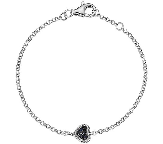 Sterling 0.20 cttw Sapphire & Diamond Accent Heart Bracelet