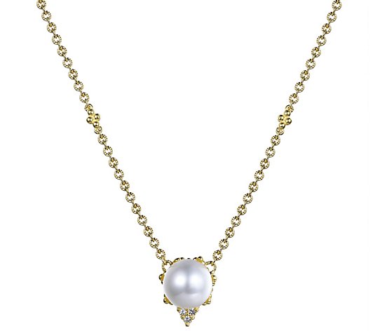 Judith Ripka 14K Gold Pearl & Diamond Accent Necklace - QVC.com