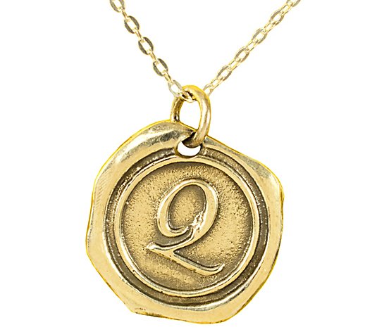 14K Gold-Plated Sterling Personalized Initial P endant w/ Chai