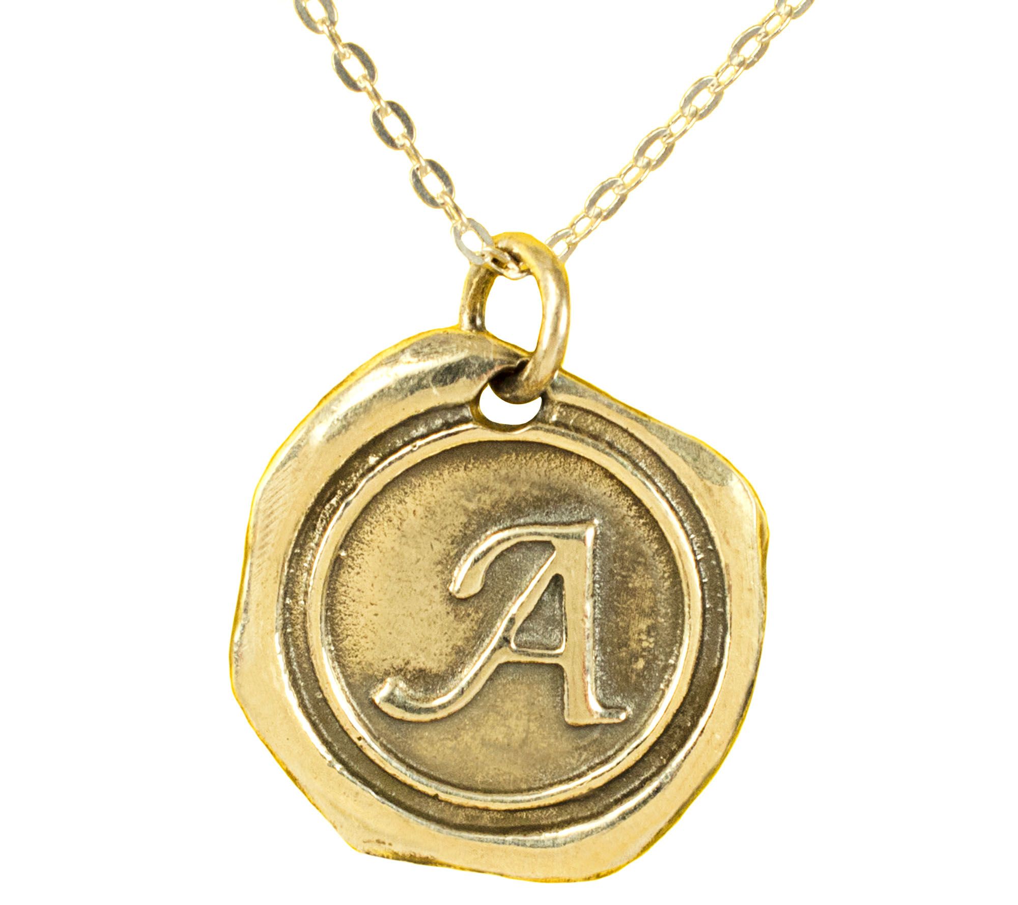 14K Gold-Plated Sterling Personalized Initial P endant w/ Chai