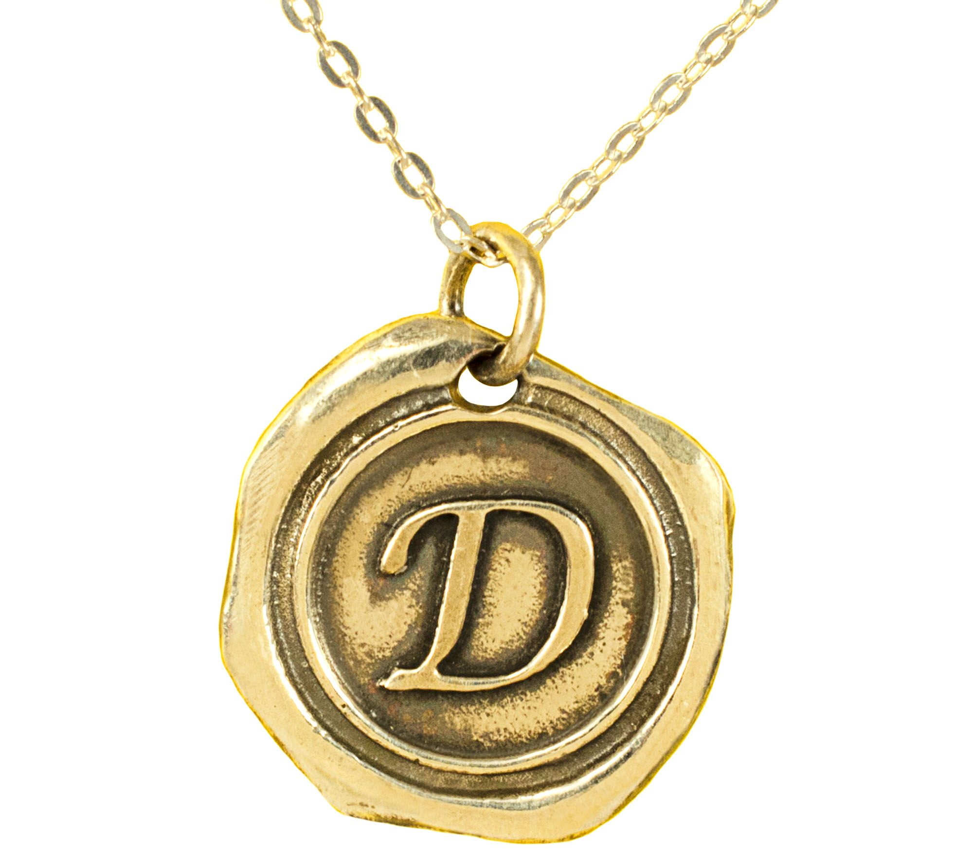 14K Gold-Plated Sterling Personalized Initial P endant w/ Chai