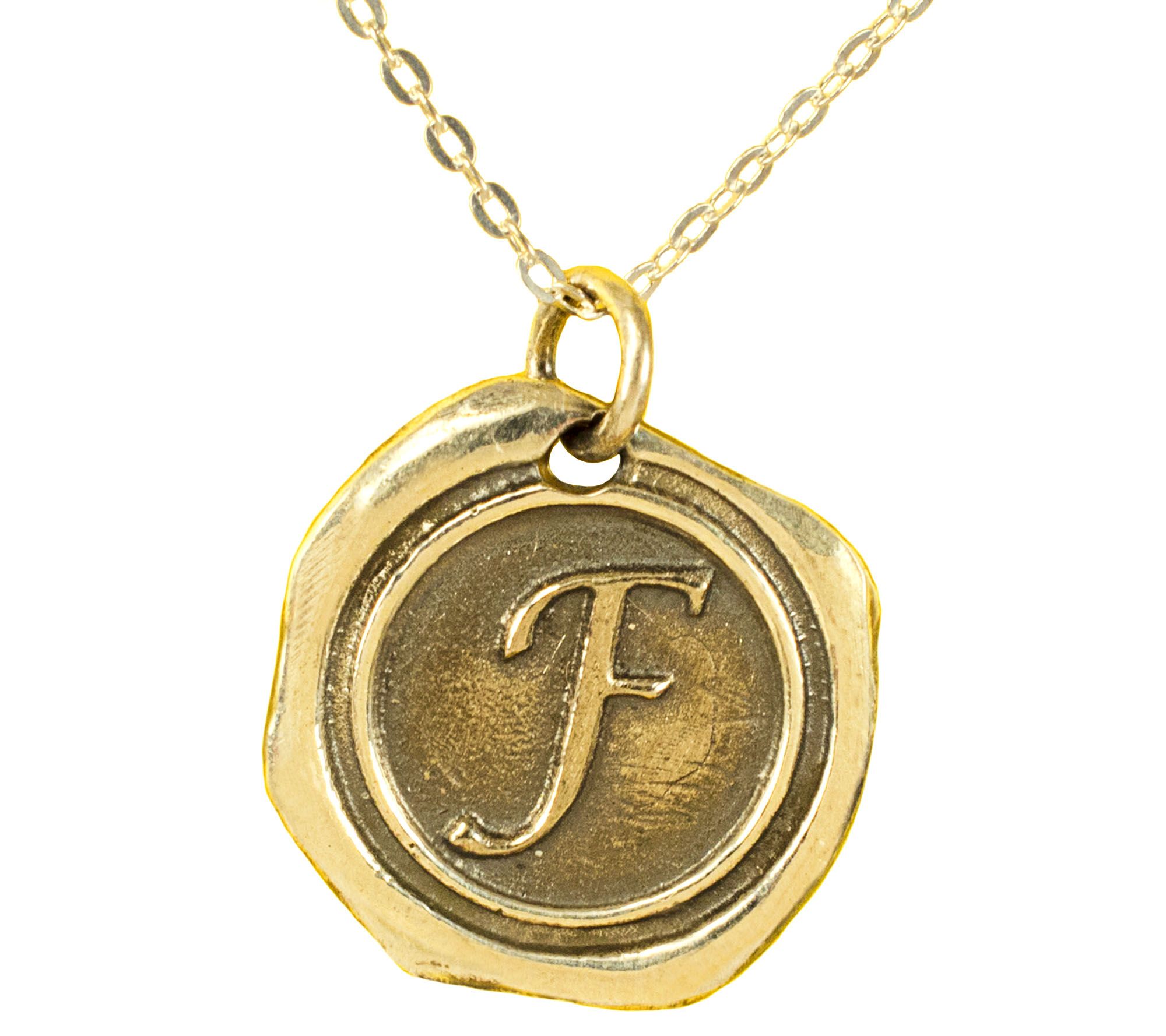 14K Gold-Plated Sterling Personalized Initial P endant w/ Chai