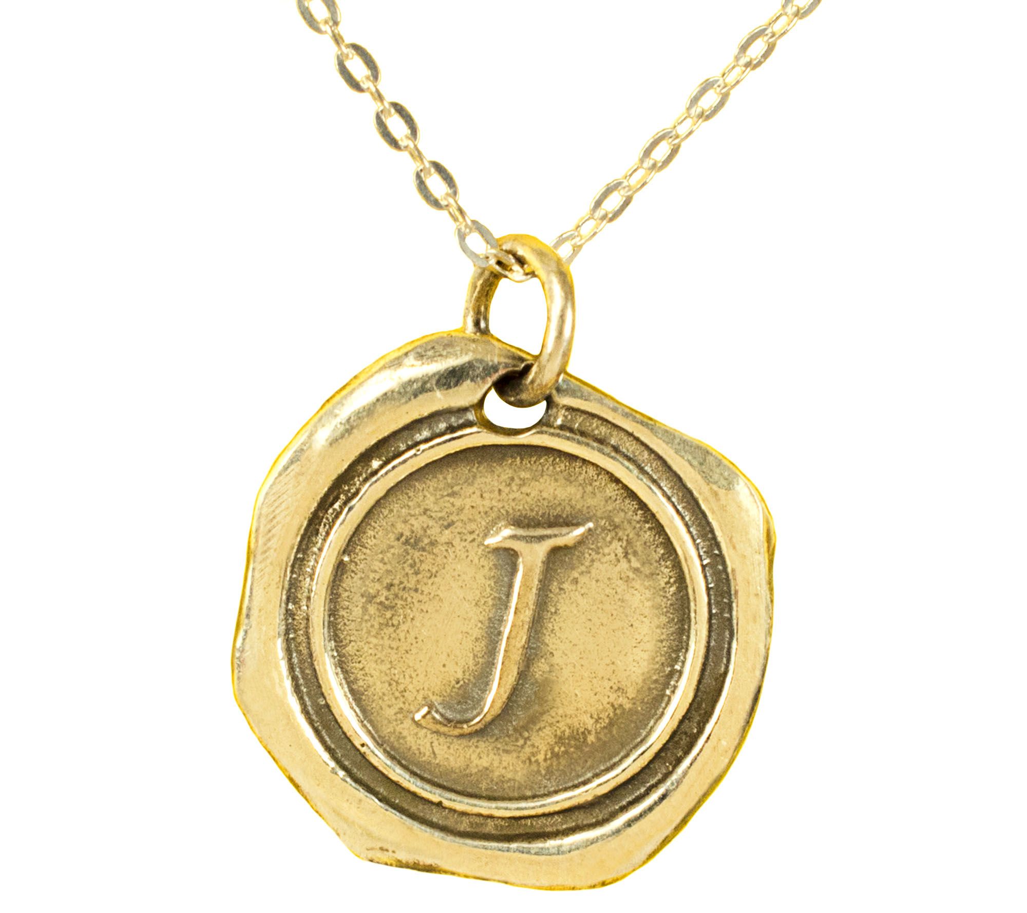 14K Gold-Plated Sterling Personalized Initial P endant w/ Chai