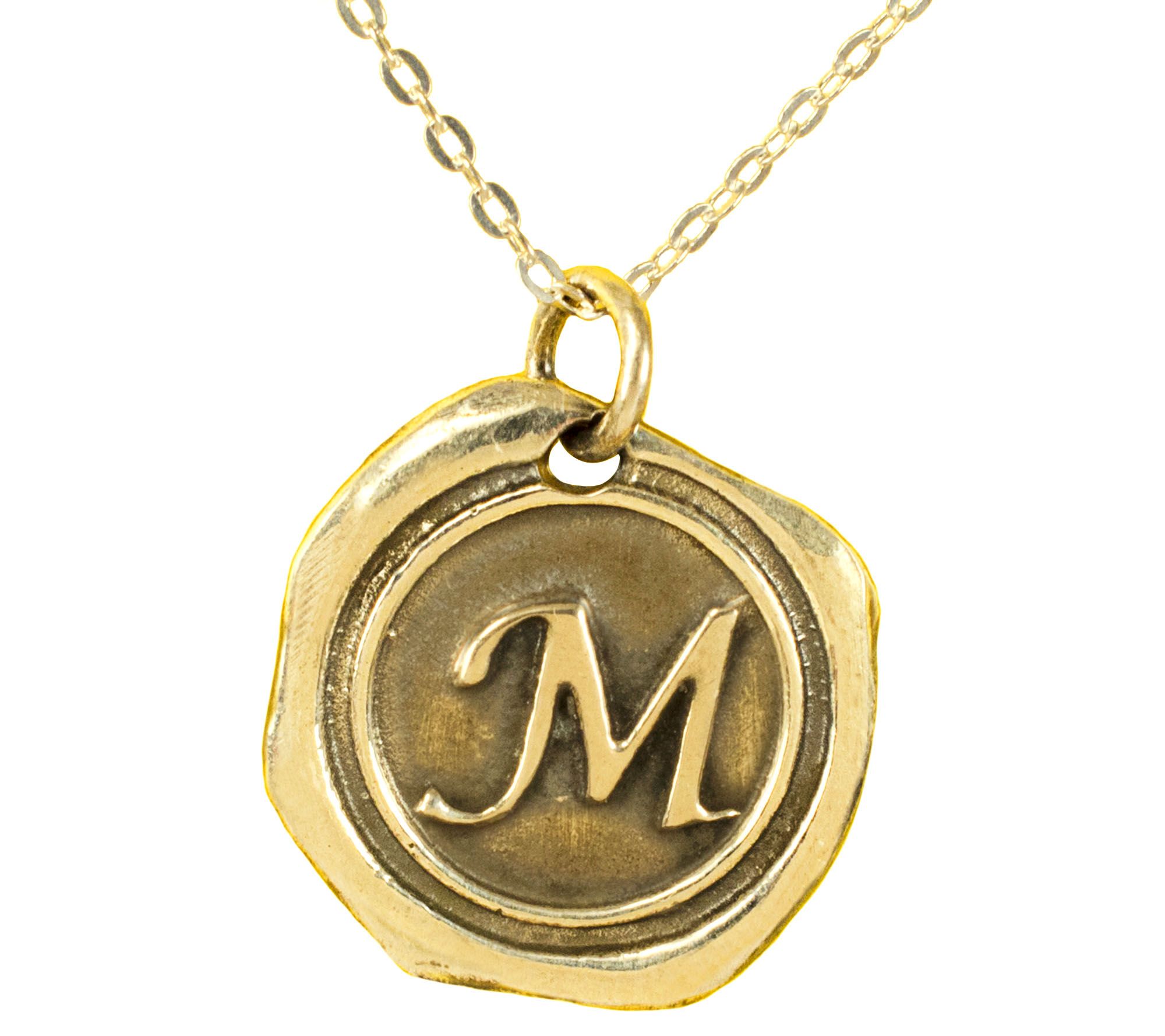 14K Gold-Plated Sterling Personalized Initial P endant w/ Chai