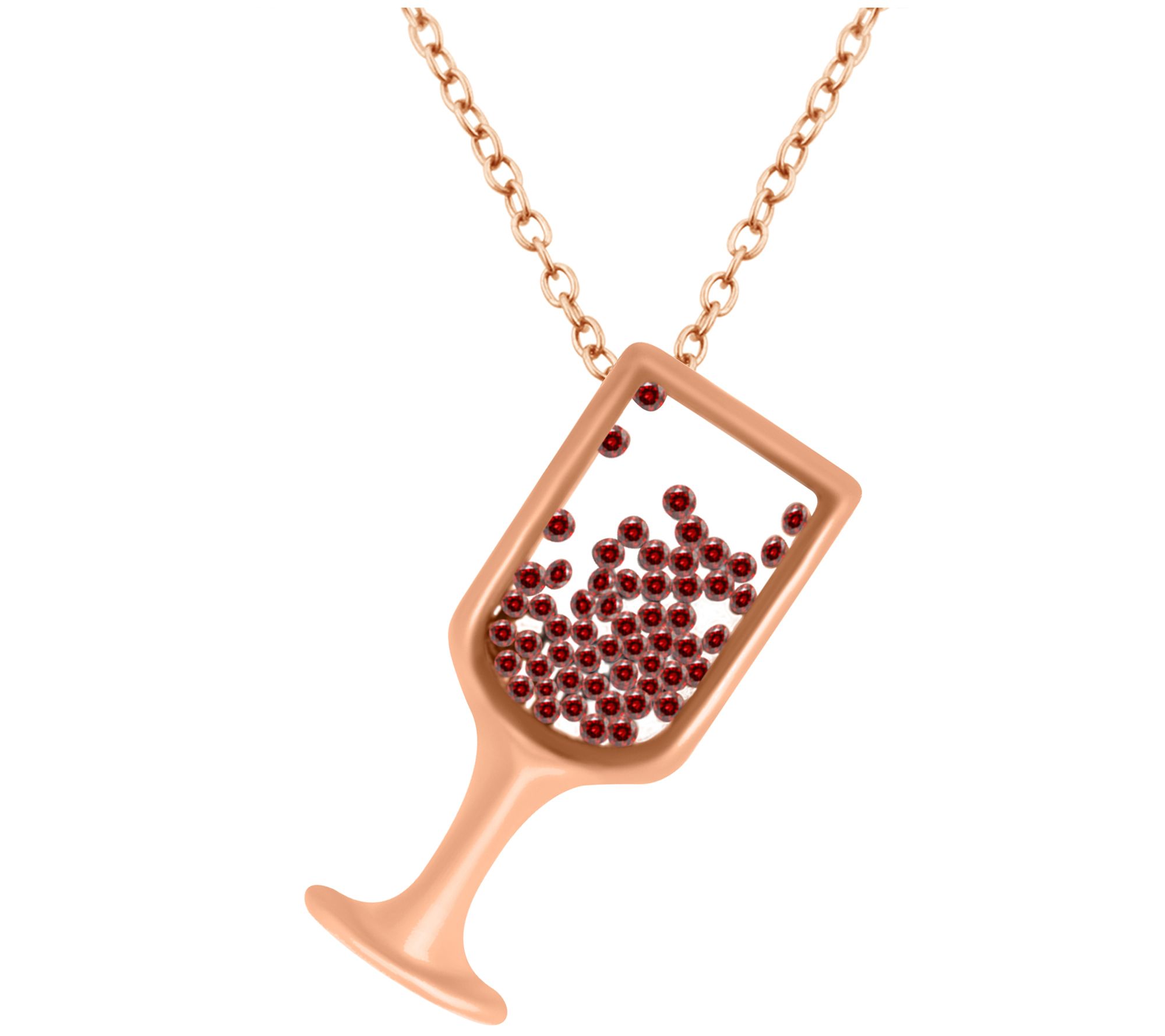 Affinity Gems Garnet Champagne Glass Pendan t w/ Chain, 14K