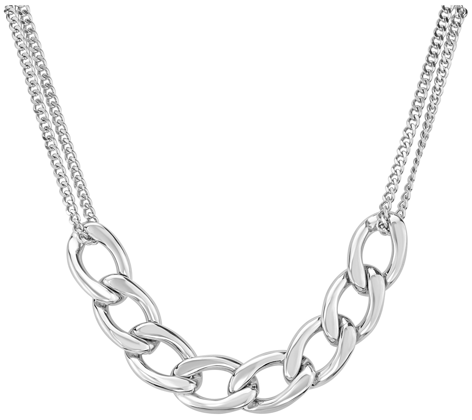 Steel by Design Bold Curb Double Chain Necklace