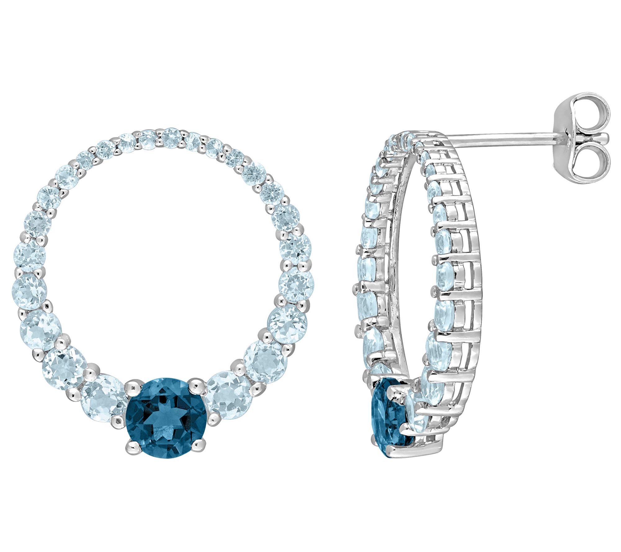 Affinity Gems 3.30 cttw Blue Topaz Circle Earri ngs, Sterling
