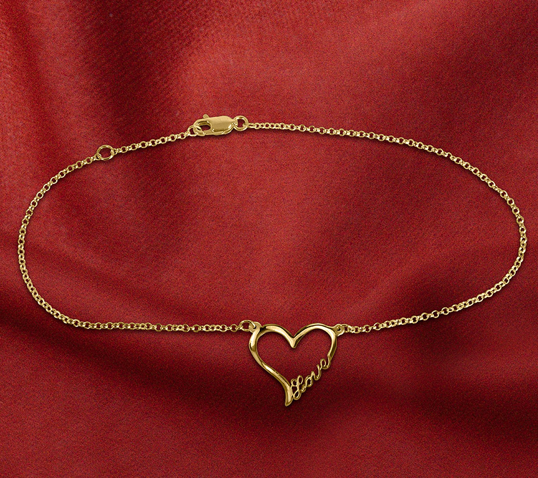 14K Gold Plated Love Open Heart Anklet
