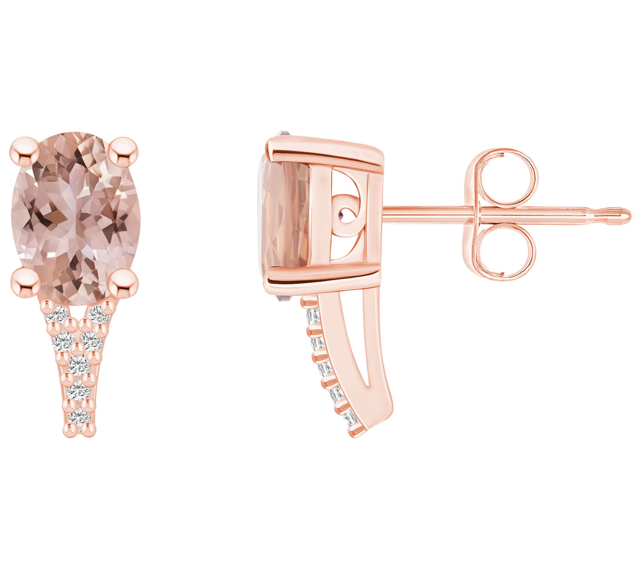 Affinity Gems 2.30 cttw Morganite & Diamond Ear rings, 14K Gol