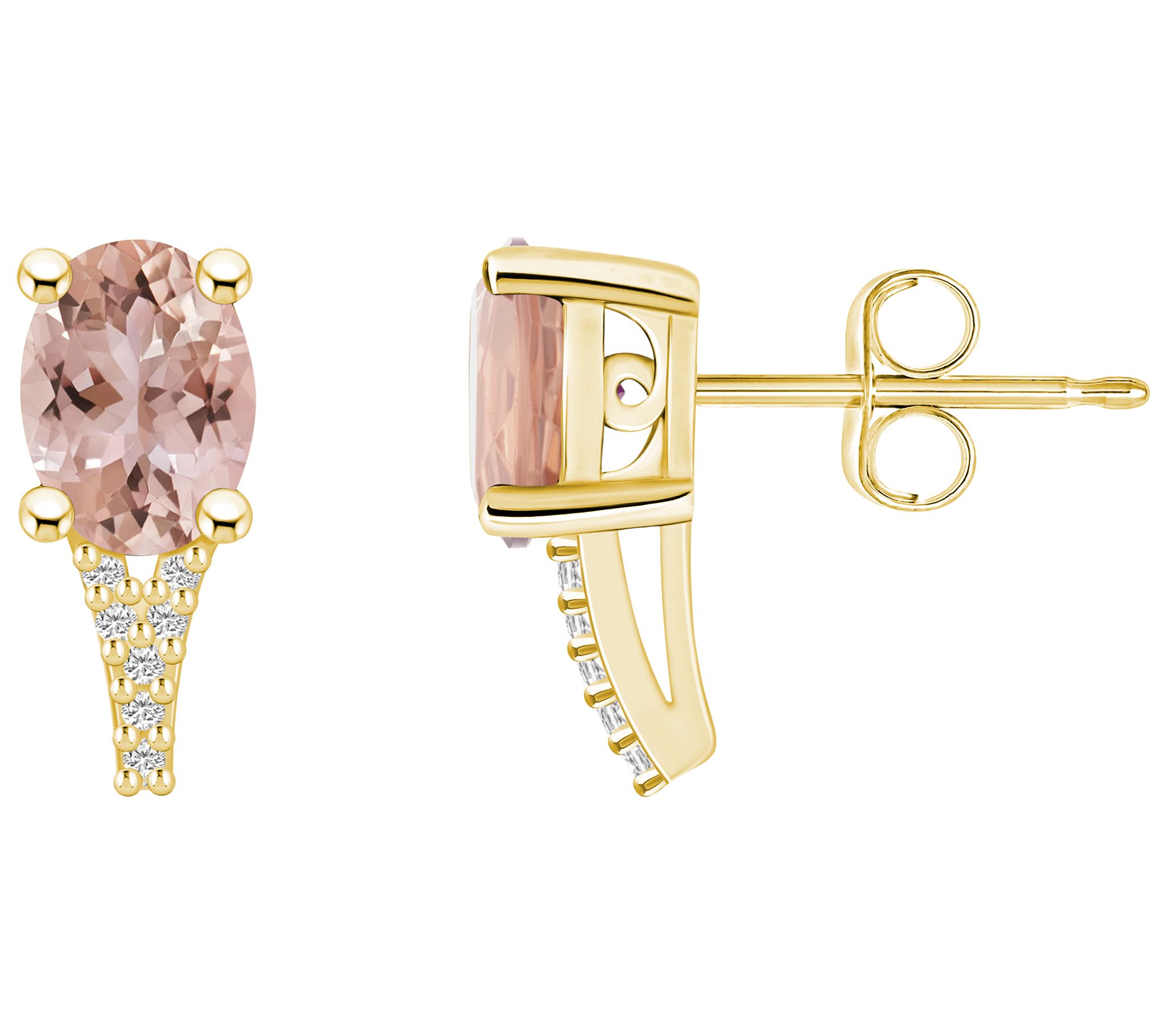 Affinity Gems 2.30 cttw Morganite & Diamond Ear rings, 14K Gol