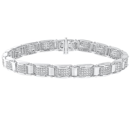 Men's 2.50 cttw Diamond Link Bracelet, Sterling Silver