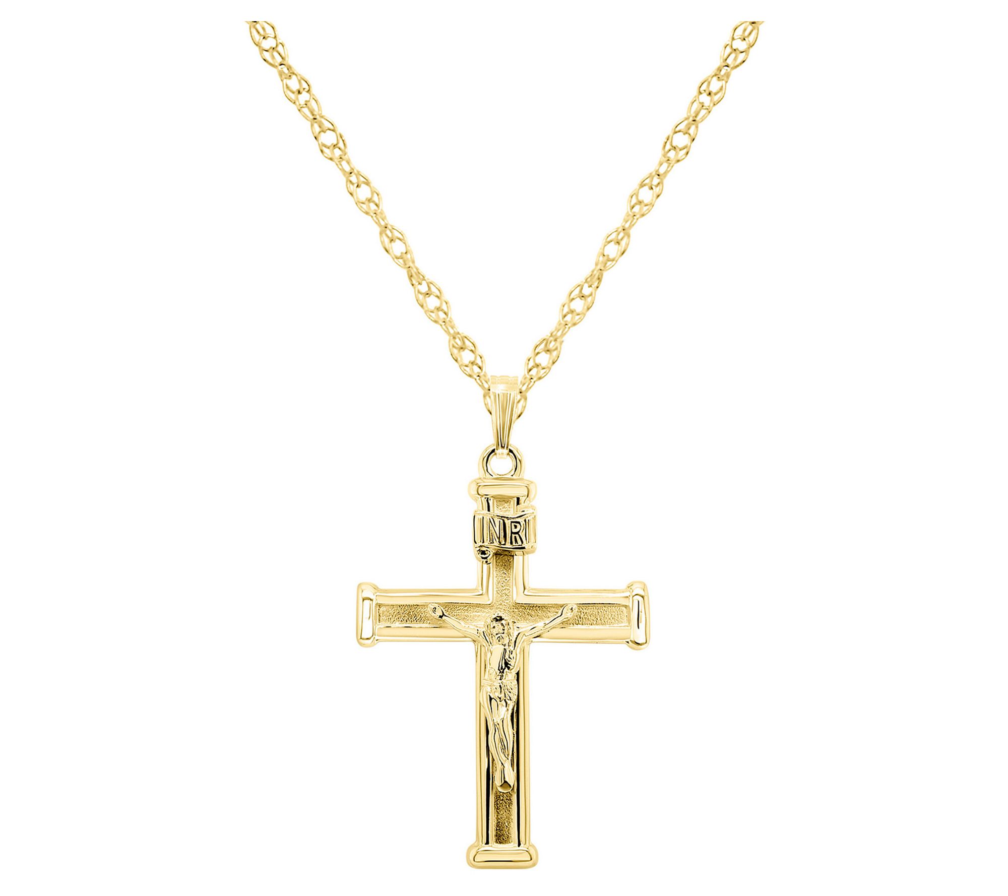 Crucifix Pendant w/ Chain, Sterling Silver