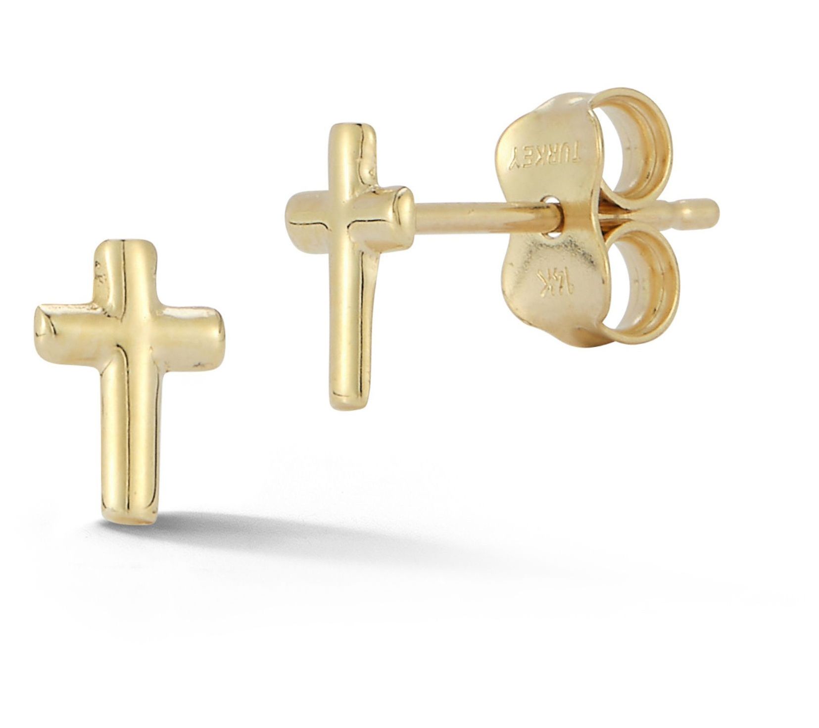 Luminosa Gold Cross Stud Earrings, 14K