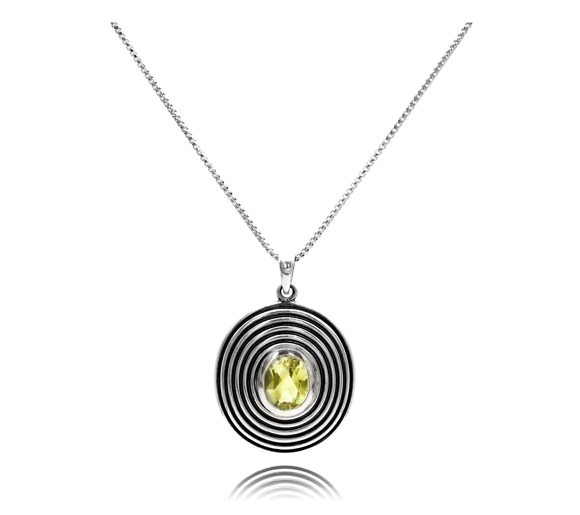 Or Paz Sterling Silver Oval Gemstone Pendant w/ Chain