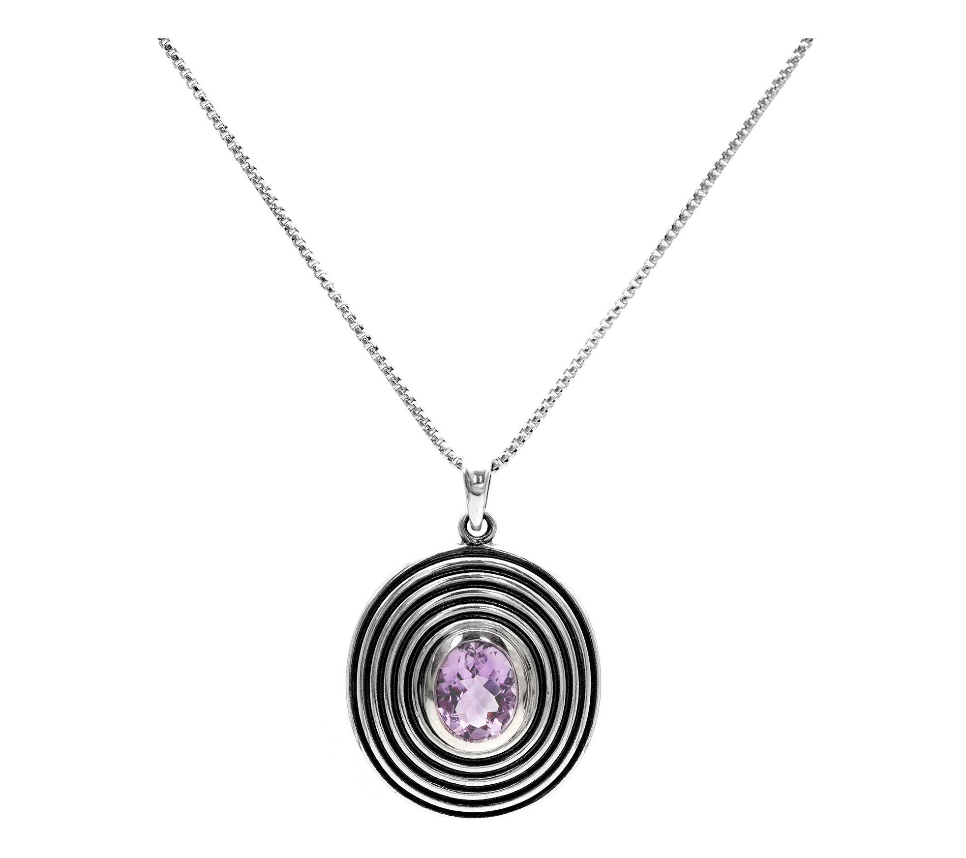 Or Paz Sterling Silver Oval Gemstone Pendant w/ Chain