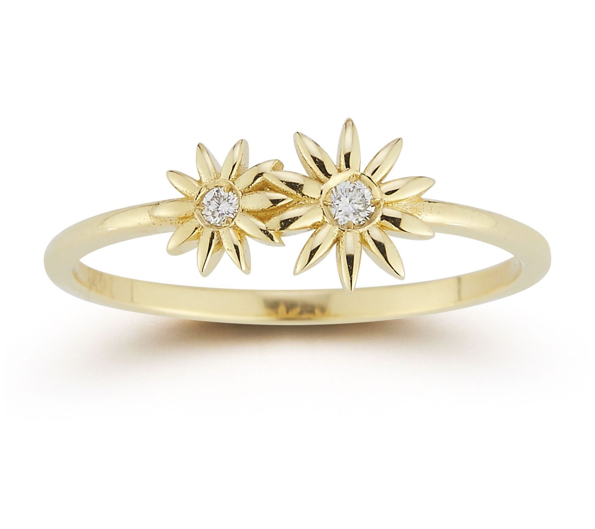 Luminosa Gold Double Diamond Flower Ring, 14K