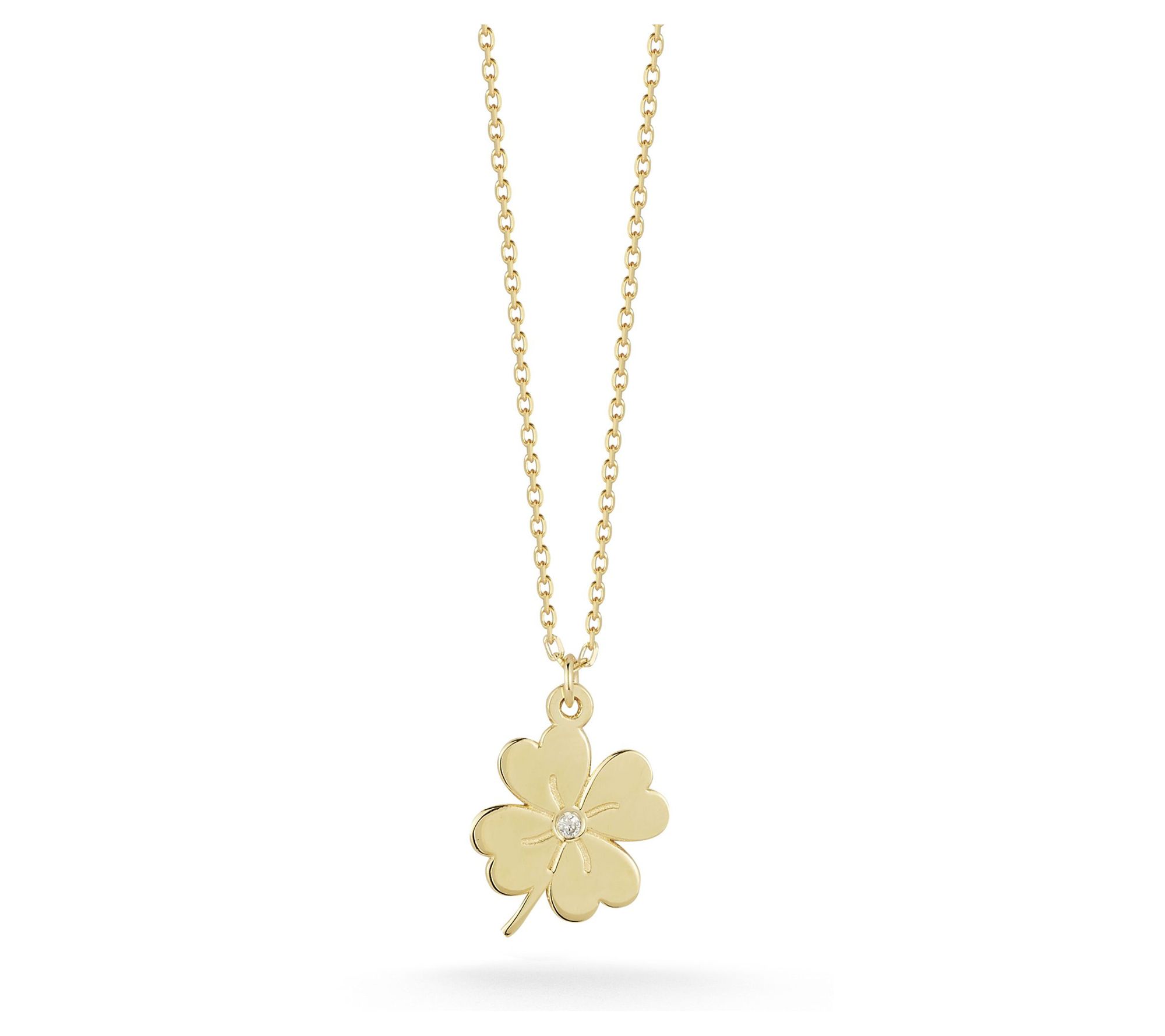 Luminosa Gold Diamond Accent Clover Pendant w/ Chain, 14K